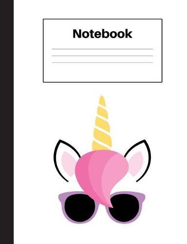 Notebook: Unicorn Purple Glasses, College Rule, Notebook Home Office School Student Teacher Homeschool, 7.4 x 9.7 in, 200 pages for kids, school, home, students, teachers
