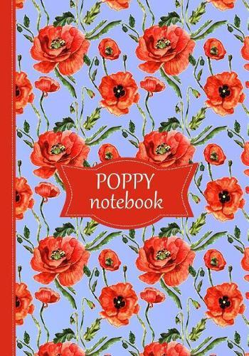 Poppy Notebook: Blue Cover with Red Poppy Pattern