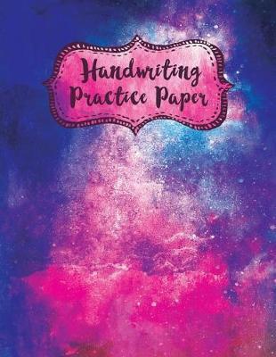Handwriting Practice Paper: Watercolor Blue Pink Water Cursive Lettering