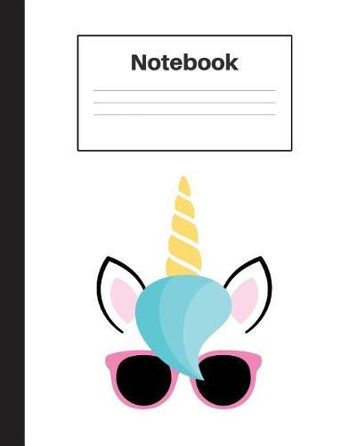 Notebook: Unicorn Pink Glasses, Handwriting, Notebook Home Office School Student Teacher Homeschool, 7.4 x 9.7 in, 200 pages for kids, school, home, students, teachers