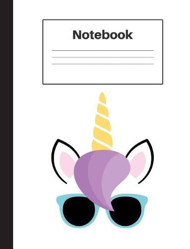 Notebook: Unicorn Blue Glasses, Dot Grid, Notebook Home Office School Student Teacher Homeschool, 7.4 x 9.7 in, 200 pages for kids, school, home, students, teachers