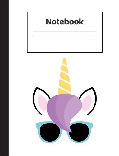 Notebook: Unicorn Blue Glasses, Handwriting, Notebook Home Office School Student Teacher Homeschool, 7.4 x 9.7 in, 200 pages for kids, school, home, students, teachers