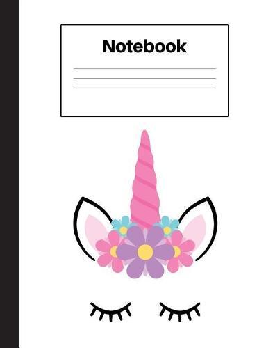 Notebook: Unicorn Purple Flower, Wide Rule, Notebook Home Office School Student Teacher Homeschool, 7.4 x 9.7 in, 200 pages for kids, school, home, students, teachers