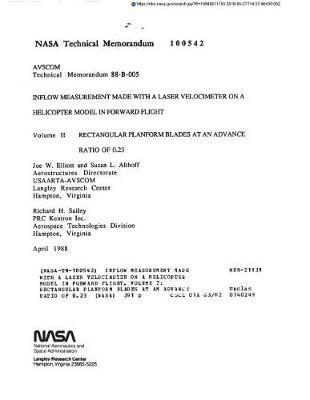 Inflow Measurement Made with a Laser Velocimeter on a Helicopter Model in Forward Flight. Volume 2: Rectangular Planform Blades at an Advance Ratio of 0.23