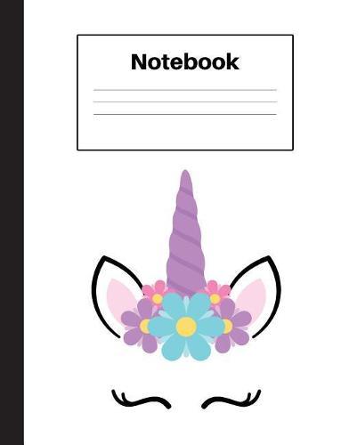 Notebook: Unicorn Blue Flower, Graph Paper 4x4, Notebook Home Office School Student Teacher Homeschool, 7.4 x 9.7 in, 200 pages for kids, school, home, students, teachers