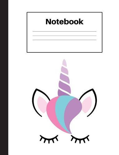 Notebook: Unicorn Purple Horn, Handwriting, Notebook Home Office School Student Teacher Homeschool, 7.4 x 9.7 in, 200 pages for kids, school, home, students, teachers