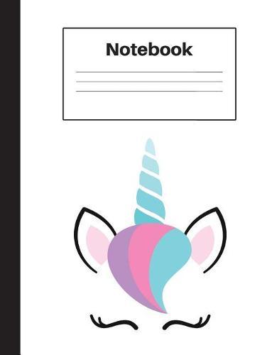 Notebook: Unicorn Blue Horn, College Rule, Notebook Home Office School Student Teacher Homeschool, 7.4 x 9.7 in, 200 pages for kids, school, home, students, teachers