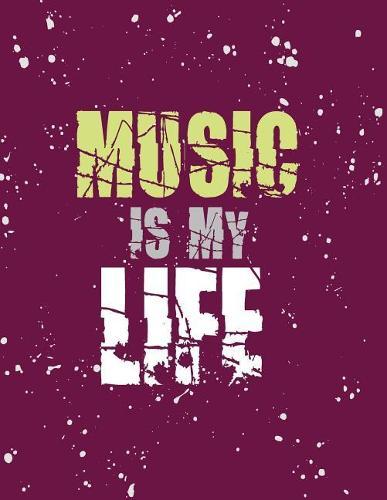 Music is my life: Music is my life on red cover and Dot Graph Line Sketch pages, Extra large (8.5 x 11) inches, 110 pages, White paper, Sketch, Draw and Paint