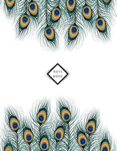 Notebook: Peacock feathers on white cover and Dot Graph Line Sketch pages, Extra large (8.5 x 11) inches, 110 pages, White paper, Sketch, Draw and Paint