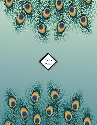 Notebook: Peacock feathers on green cover and Dot Graph Line Sketch pages, Extra large (8.5 x 11) inches, 110 pages, White paper, Sketch, Draw and Paint