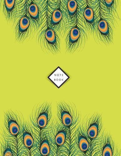 Notebook: Peacock feathers on yellow cover and Dot Graph Line Sketch pages, Extra large (8.5 x 11) inches, 110 pages, White paper, Sketch, Draw and Paint
