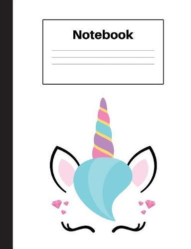 Notebook: Unicorn Blue Hair, Wide Rule, Notebook Home Office School Student Teacher Homeschool, 7.4 x 9.7 in, 200 pages for kids, school, home, students, teachers
