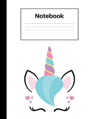 Notebook: Unicorn Blue Hair, Graph Paper 4x4, Notebook Home Office School Student Teacher Homeschool, 7.4 x 9.7 in, 200 pages for kids, school, home, students, teachers