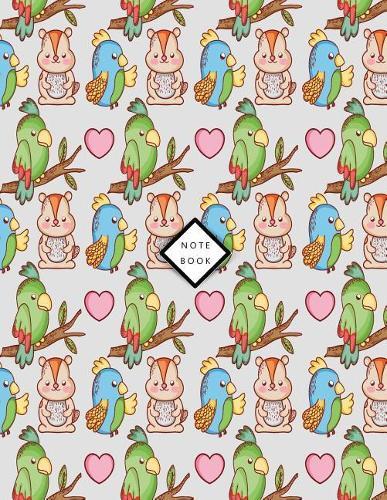 Notebook: Bird and squirrel on grey cover and Dot Graph Line Sketch pages, Extra large (8.5 x 11) inches, 110 pages, White paper, Sketch, Draw and Paint