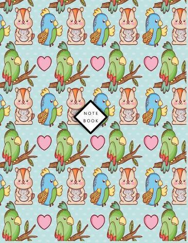 Notebook: Bird and squirrel on green cover and Dot Graph Line Sketch pages, Extra large (8.5 x 11) inches, 110 pages, White paper, Sketch, Draw and Paint