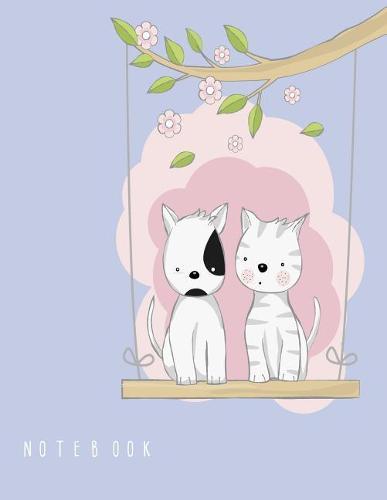 Notebook: Cute cat on purple cover and Dot Graph Line Sketch pages, Extra large (8.5 x 11) inches, 110 pages, White paper, Sketch, Draw and Paint