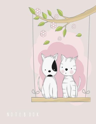 Notebook: Cute cat on grey cover and Dot Graph Line Sketch pages, Extra large (8.5 x 11) inches, 110 pages, White paper, Sketch, Draw and Paint