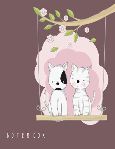 Notebook: Cute cat on brown cover and Dot Graph Line Sketch pages, Extra large (8.5 x 11) inches, 110 pages, White paper, Sketch, Draw and Paint