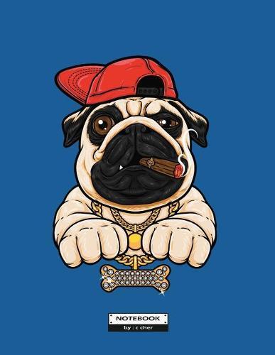 Notebook: Rapper dog on dark blue cover and Dot Graph Line Sketch pages, Extra large (8.5 x 11) inches, 110 pages, White paper, Sketch, Draw and Paint