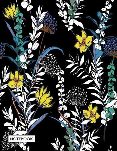 Notebook: Flower on black cover and Dot Graph Line Sketch pages, Extra large (8.5 x 11) inches, 110 pages, White paper, Sketch, Draw and Paint
