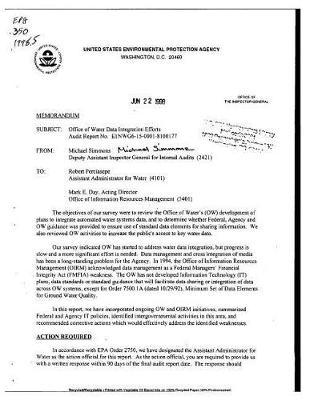 Office of Water Data Integration Efforts Audit Report