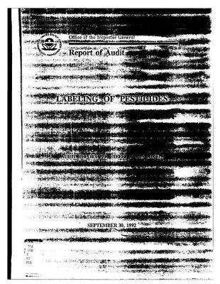 Oig Report of Audit Labeling of Pesticides September 30