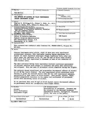 The Effects of Alcohol on Pilot Performance During Instrument Flight