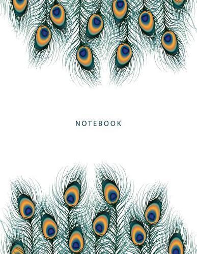 Notebook: Peacock feathers collection cover and Dot Graph Line Sketch pages, Extra large (8.5 x 11) inches, 110 pages, White paper, Sketch, Draw and Paint