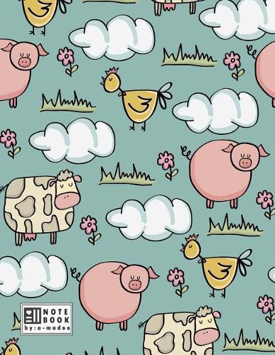 Notebook: Cute animals on green cover and Dot Graph Line Sketch pages, Extra large (8.5 x 11) inches, 110 pages, White paper, Sketch, Draw and Paint