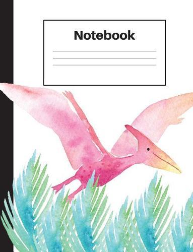 Notebook: Dinosaur Pterodactyl, Graph Paper 4x4, Blue Ferns, Notebook Home Office School Student Teacher Homeschool, 7.4 x 9.7 in, 200 pages kids, school, home, students, teachers