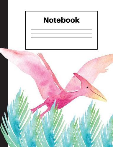 Notebook: Dinosaur Pterodactyl, Blue Fern, Dot Grid, Notebook Home Office School Student Teacher Homeschool, 7.4 x 9.7 in, 200 pages kids, school, home, students, teachers