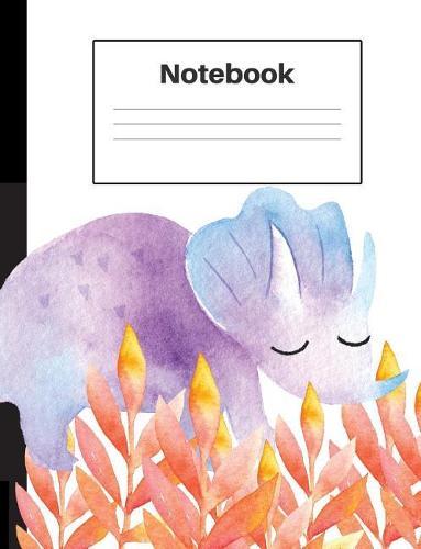 Notebook: Dinosaur Triceratops, Orange Ferns, Graph Paper 4x4, Notebook Home Office School Student Teacher Homeschool, 7.4 x 9.7 in, 200 pages kids, school, home, students, teachers