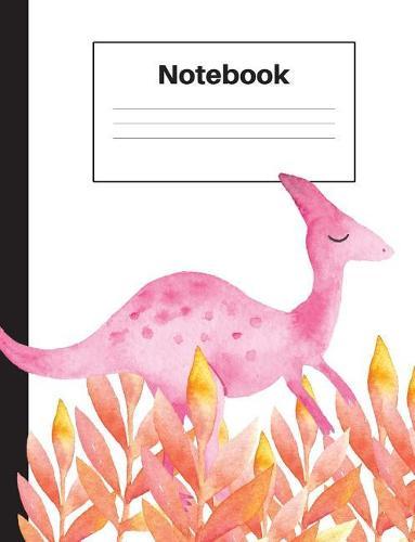 Notebook: Dinosaur Velociraptor, Orange Ferns, Graph Paper 4x4, Notebook Home Office School Student Teacher Homeschool, 7.4 x 9.7 in, 200 pages kids, school, home, students, teachers
