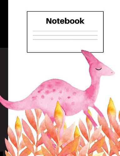 Notebook: Dinosaur Velociraptor, Orange Ferns, Dot Grid, Notebook Home Office School Student Teacher Homeschool, 7.4 x 9.7 in, 200 pages kids, school, home, students, teachers