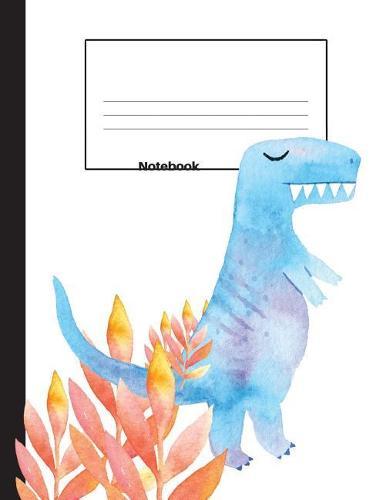 Notebook: Dinosaur Tyrannosaurus Rex, T Rex, Orange Ferns, Wide Rule, Notebook Home Office School Student Teacher Homeschool, 7.4 x 9.7 in, 200 pages kids, school, home, students, teachers