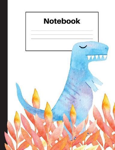 Notebook: Dinosaur Tyrannosaurus Rex, T Rex, Orange Ferns, Graph Paper 4x4, Notebook Home Office School Student Teacher Homeschool, 7.4 x 9.7 in, 200 pages kids, school, home, students, teachers