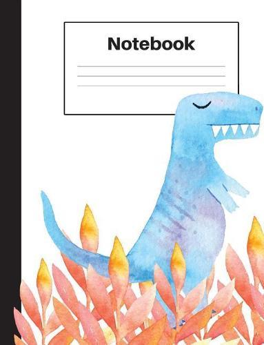 Notebook: Dinosaur Tyrannosaurus Rex, T Rex, Orange Ferns, Dot Grid, Notebook Home Office School Student Teacher Homeschool, 7.4 x 9.7 in, 200 pages kids, school, home, students, teachers