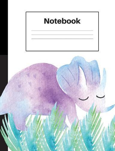 Notebook: Dinosaur Triceratops, Blue Ferns, Dot Grid, Notebook Home Office School Student Teacher Homeschool, 7.4 x 9.7 in, 200 pages kids, school, home, students, teachers