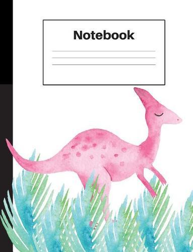Notebook: Dinosaur Velociraptor, Blue Ferns, Graph Paper 4x4, Notebook Home Office School Student Teacher Homeschool, 7.4 x 9.7 in, 200 pages kids, school, home, students, teachers