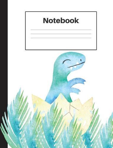 Notebook: Dinosaur Tyrannosaurus Rex, Baby T Rex, Blue Ferns, College Rule, Notebook Home Office School Student Teacher Homeschool, 7.4 x 9.7 in, 200 pages kids, school, home, students, teachers