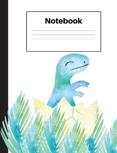 Notebook: Dinosaur Tyrannosaurus Rex, Baby T Rex, Blue Ferns, Dot Grid, Notebook Home Office School Student Teacher Homeschool, 7.4 x 9.7 in, 200 pages kids, school, home, students, teachers