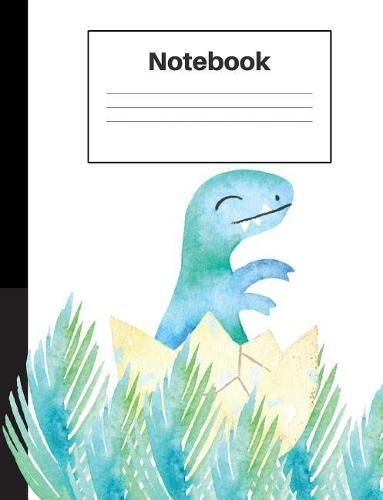 Notebook: Dinosaur Tyrannosaurus Rex, Baby T Rex, Blue Ferns, Handwriting, Notebook Home Office School Student Teacher Homeschool, 7.4 x 9.7 in, 200 pages kids, school, home, students, teachers
