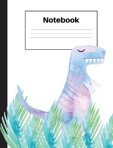 Notebook: Dinosaur Tyrannosaurus Rex, Blue Ferns, College Rule, Notebook Home Office School Student Teacher Homeschool, 7.4 x 9.7 in, 200 pages kids, school, home, students, teachers