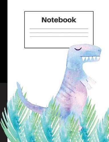 Notebook: Dinosaur Tyrannosaurus Rex, Blue Ferns, Graph Paper 4x4, Notebook Home Office School Student Teacher Homeschool, 7.4 x 9.7 in, 200 pages kids, school, home, students, teachers