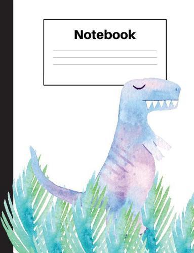 Notebook: Dinosaur Tyrannosaurus Rex, Blue Ferns, Dot Grid, Notebook Home Office School Student Teacher Homeschool, 7.4 x 9.7 in, 200 pages kids, school, home, students, teachers