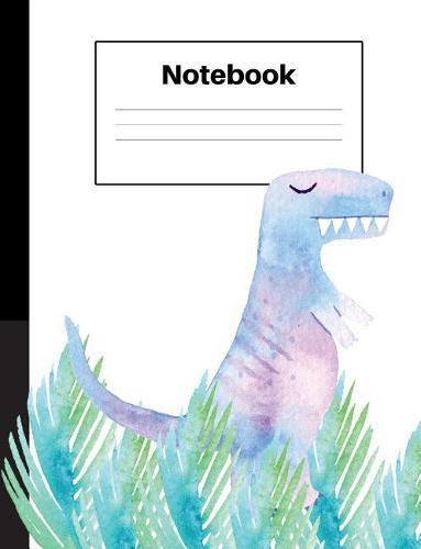 Notebook: Dinosaur Tyrannosaurus Rex, Blue Ferns, Handwriting, Notebook Home Office School Student Teacher Homeschool, 7.4 x 9.7 in, 200 pages kids, school, home, students, teachers