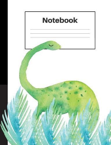 Notebook: Dinosaur Brontosaurus, Blue Ferns, College Rule, Notebook Home Office School Student Teacher Homeschool, 7.4 x 9.7 in, 200 pages kids, school, home, students, teachers