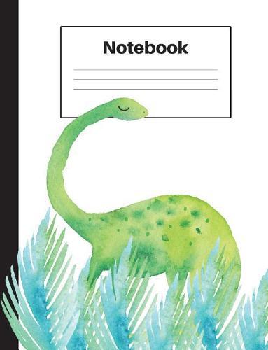 Notebook: Dinosaur Brontosaurus, Blue Ferns, Graph Paper 5x5, Notebook Home Office School Student Teacher Homeschool, 7.4 x 9.7 in, 200 pages kids, school, home, students, teachers