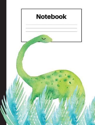 Notebook: Dinosaur Brontosaurus, Blue Ferns, Dot Grid, Notebook Home Office School Student Teacher Homeschool, 7.4 x 9.7 in, 200 pages kids, school, home, students, teachers