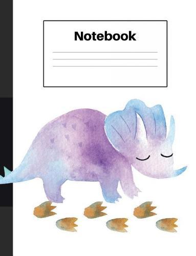 Notebook: Dinosaur Triceratops, Foot Prints, Graph Paper 4x4, Notebook Home Office School Student Teacher Homeschool, 7.4 x 9.7 in, 200 pages kids, school, home, students, teachers